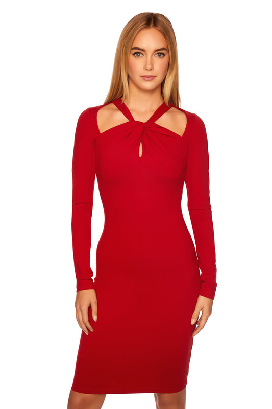 twist front keyhole dress